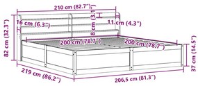 Πλαίσιο Κρεβατιού με Κεφαλάρι Λευκό 200x200 εκ. από Μασίφ Πεύκο - Λευκό