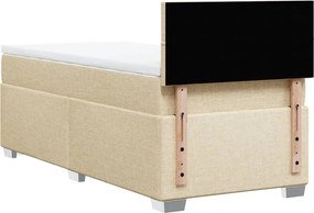 vidaXL Κρεβάτι Boxspring με Στρώμα Κρεμ 90x200 εκ.Υφασμάτινο