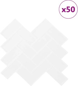 vidaXL Πλακάκι ψαροκόκαλο 50 pcs Λευκό 30 x 30 cm Πολυουρεθάνη και PET