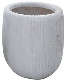 MarHome ΚΑΣΠΩ FIBERCLAY ΛΕΥΚΟ ΙΒΟΥΑΡ ΣΤΡΟΓΓΥΛΟ-ΓΡΑΜΜΩΣΕΙΣ ΚΑΘΕΤΕΣ ΜΙΚΡΟ - Φ23x28cm 06-23217-S