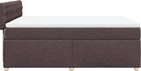 vidaXL Κρεβάτι Boxspring με Στρώμα Σκούρο Καφέ 140x190 εκ. Υφασμάτινο