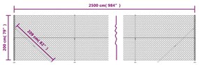 vidaXL Συρματόπλεγμα Περίφραξης Ασημί 2 x 25 μ. με Βάσεις Φλάντζα