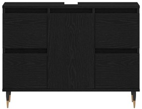 vidaXL Ντουλάπα Νιπτήρα Μαύρη Οξυά 80 x 33 x 60 εκ Επεξεργασμένο ξύλο