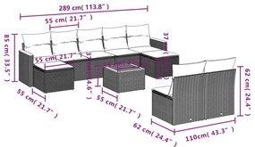 vidaXL Σαλόνι Κήπου Σετ 10 Τεμαχίων Μαύρο Συνθετικό Ρατάν με Μαξιλάρια