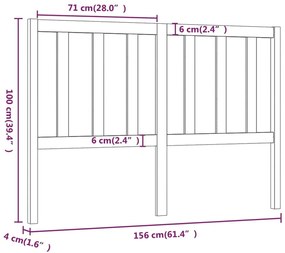 Κεφαλάρι Κρεβατιού Μαύρο 156 x 4 x 100 εκ. Μασίφ Ξύλο Πεύκου - Μαύρο