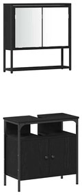 vidaXL Σετ Επίπλων Μπάνιου με ράφι 4 pcs Μαύρη δρυς 33 x 33 x 185.5 εκ