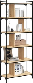 vidaXL Βιβλιοθήκη 6 Επιπέδων Sonoma Δρυς 76 x 32 x 192 εκ. Επεξ. Ξύλο