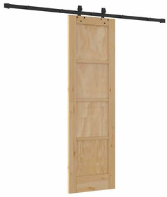 vidaXL Σετ Συρόμενης Πόρτας Φυσικό και μαύρο 61 x 198.5 εκ.