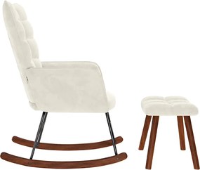 vidaXL Κουνιστή Πολυθρόνα με Σκαμπό σε Κρεμ Βελούδο