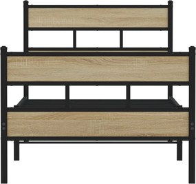 vidaXL Σκελετός Κρεβ. Χωρίς Στρώμα Sonoma Δρυς 90x200 εκ. Μεταλλικό