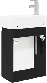 vidaXL Μονάδα μπάνιου με βρύση Μαύρο 45,5 x 22,5 x 84 εκ