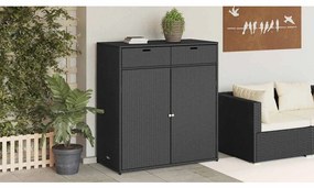 vidaXL Ντουλάπι Αποθήκευσης Κήπου Μαύρο 105x55x113 εκ. από Συνθ. Ρατάν