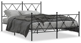 Πλαίσιο Κρεβατιού με Κεφαλάρι&amp;Ποδαρικό Μαύρο 137x190εκ. Μέταλλο - Μαύρο