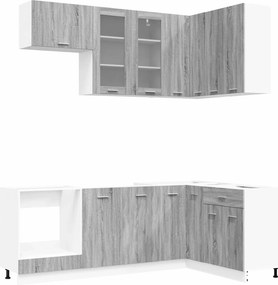vidaXL Μονάδα κουζίνας LYON 8 pcs Γκρι Sonoma Επεξεργασμένο Ξύλο