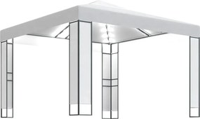 vidaXL Κιόσκι με Διπλή Οροφή και Φωτάκια LED Λευκό 3 x 3 μ.