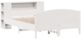 vidaXL Κρεβάτι Βιβλιοθήκη Χωρίς Στρώμα 140x190 εκ Μασίφ Ξύλο Πεύκου
