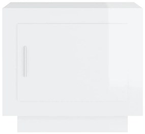 Τραπεζάκι Σαλονιού Γυαλιστερό Λευκό 51x50x45 εκ. Επεξεργ. Ξύλο - Λευκό