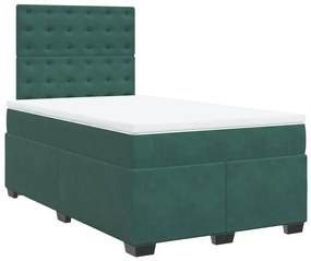 vidaXL Κρεβάτι Boxspring με Στρώμα Σκούρο Πράσινο 120x190εκ. Βελούδινο