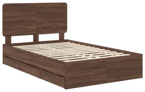 vidaXL Σκελετός Κρεβατιού Καφέ δρυς 135 x 190 cm Μηχανήματος Ξύλο