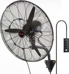 VEVOR 24" Oscillating Wall Mist Fan Metal 3 Speeds 115W