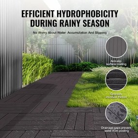 VEVOR Interlocking Deck Tiles 36 Pack 12"x12" Waterproof for Porch Dark Brown