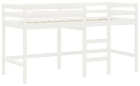 Κρεβάτι Παιδικό Υπερ. Σκάλα Λευκό 90x200εκ. Μασίφ Ξύλο Πεύκου - Λευκό