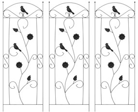 vidaXL Φράχτης Κήπου 3 pcs Μαύρο 112 x 40 εκ Ατσάλι