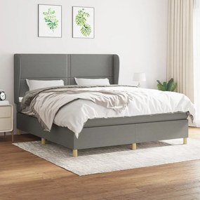 Κρεβάτι Boxspring με Στρώμα Σκούρο Γκρι 160x200 εκ Υφασμάτινο - Γκρι