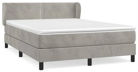 vidaXL Κρεβάτι Boxspring με Στρώμα Ανοιχτό Γκρι 140x190 εκ. Βελούδινο