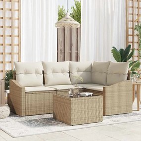 vidaXL Σετ Καναπέ Κήπου 5 pcs Μπεζ Πολυ ράταν