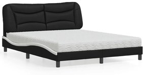 Κρεβάτι με Στρώμα Μαύρο/Λευκό 160x200 εκ. από Συνθετικό Δέρμα