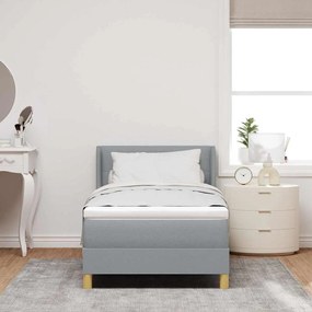 vidaXL κρεβάτι Box Spring με στρώμα σε ανοιχτό γκρι, 90 x 200 εκ. υφασμάτινο