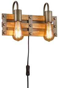 Φωτιστικό Τοίχου - Απλίκα Khan 205570267 20x35cm Nickel Trio Lighting Μέταλλο,Ξύλο