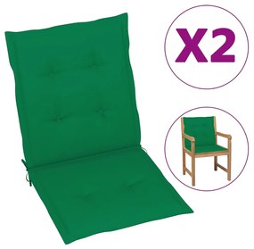 vidaXL Μαξιλάρια Καρέκλας Κήπου με Πλάτη 2 τεμ. Πράσινα 100x50x3 εκ.