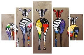 ΠΙΝΑΚΑΣ ΠΕΝΤΑΠΤΥΧΟ MDF COLORFUL ZEBRAS 82Χ56x3 HM7207.03