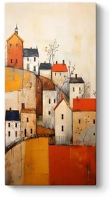 Πίνακας σε καμβά Houses on the Hill Megapap ψηφιακής εκτύπωσης 50x100x3εκ. GP033-0180 GP033-0180
