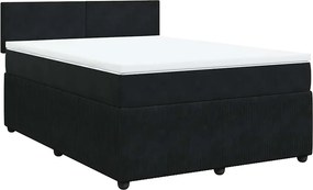 vidaXL Κρεβάτι Boxspring με Στρώμα Μαύρο 140x190 εκ. Βελούδινο