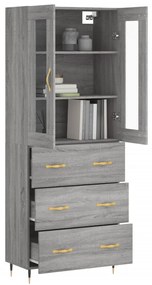 vidaXL Ντουλάπι Γκρι Sonoma 69,5 x 34 x 180 εκ. Επεξεργασμένο Ξύλο