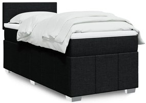 vidaXL Κρεβάτι Boxspring με Στρώμα Μαύρο 90x200 εκ. Υφασμάτινο