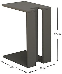 Τραπεζάκι βοηθητικό Muju Megapap χρώμα ανθρακί 30x40x57εκ.