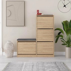 Παπουτσοθήκη Dude Megapap χρώμα sapphire oak 104,8x26x118,5εκ.