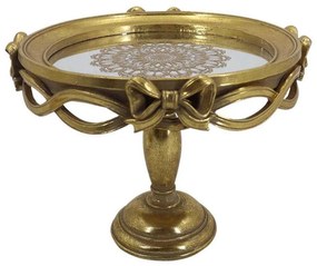 Διακοσμητικός Δίσκος Με Πόδι 253-223-515 25,5x20cm Gold Πολυρεσίνη