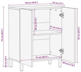 Μπουφές Μαύρος 60x33x75 εκ. από Επεξεργασμένο Ξύλο - Μαύρο
