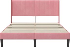 vidaXL Σκελετός Κρεβατιού Ροζ 140 x 200 cm Βελούδο