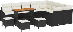 vidaXL Σετ Καναπέ Κήπου με μαξιλάρι 13 pcs Μαύρο Πολυ ράταν