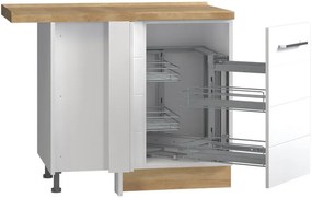 Επιδαπέδιο γωνιακό ντουλάπι Hudson R-UG-1KMC-Λευκό - Λευκό γυαλιστερό-Δεξιά - 109.00Χ64.00Χ88.00cm