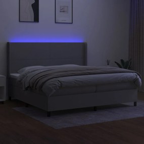 vidaXL Κρεβάτι Boxspring με Στρώμα &amp; LED Αν.Γκρι 200x200εκ. Υφασμάτινο