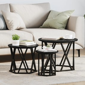 vidaXL Τραπεζάκια Σαλονιού Nesting 3 τεμ Μαύρο Ξύλο