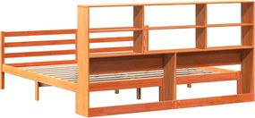 vidaXL Κρεβάτι Βιβλιοθήκη Χωρίς Στρώμα Καφέ 200x200 εκ Μασίφ Πεύκο