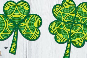 Σετ των 2 Intra απο ξύλο plywood 3mm-4mm πάχος - Clover Mandala 3D Layered Papercut Δίασταση 30x30 cm INTRAFABR-89420555